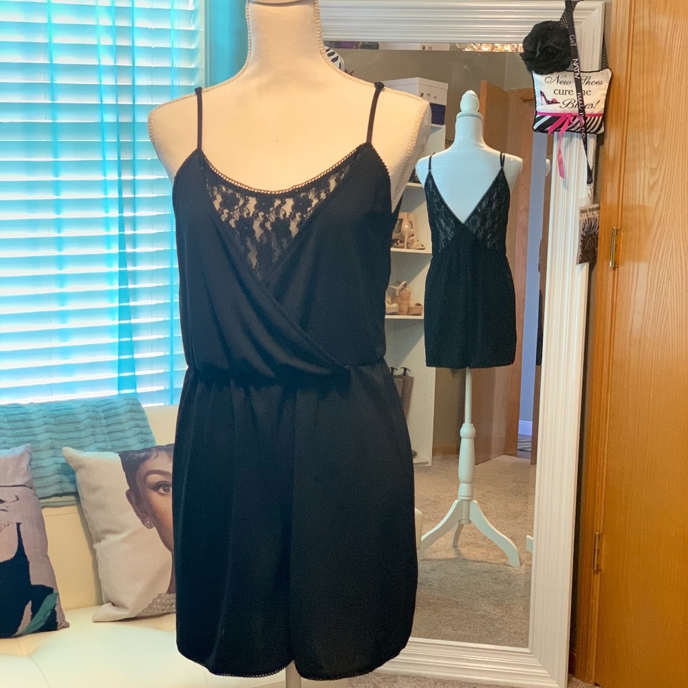 Divided H&M Black Lace Front Romper